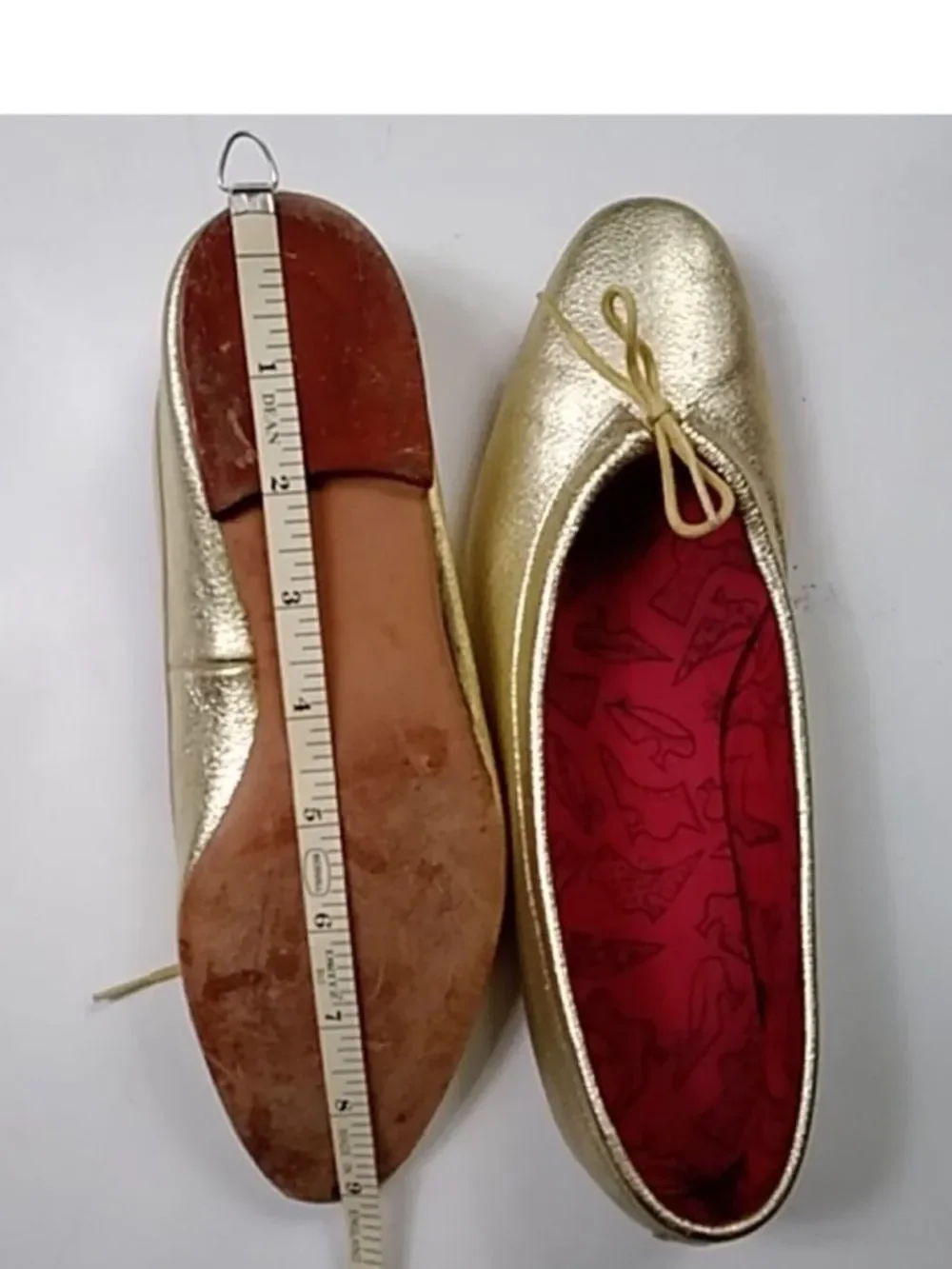 Gold Ballet Flats with Red Insole - Unknown Brand